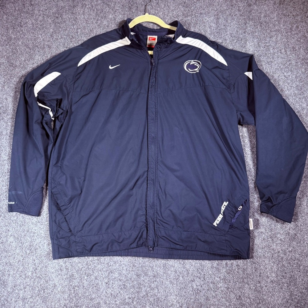Nike Team Penn State Nittany Lions Windbreaker Jacket Mens XL Navy Blue Vintage